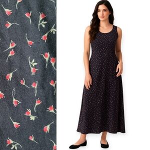 Vintage 90s Laura Ashley Dark Floral Maxi Dress Cottagecore Romantic Soft Grunge